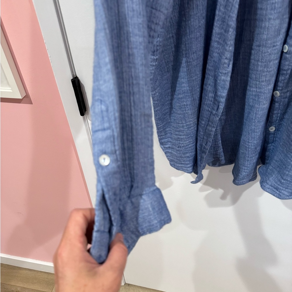 Hatch Maternity / Nursing Blue Gauze Button Down Shirt, L/XL - Picture 6 of 6